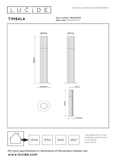 Lucide TIMBALA - Bollard light - 1xGU10 - IP44 - Black